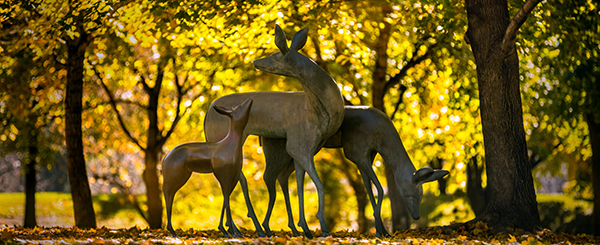 麻豆社区 deer statues in fall